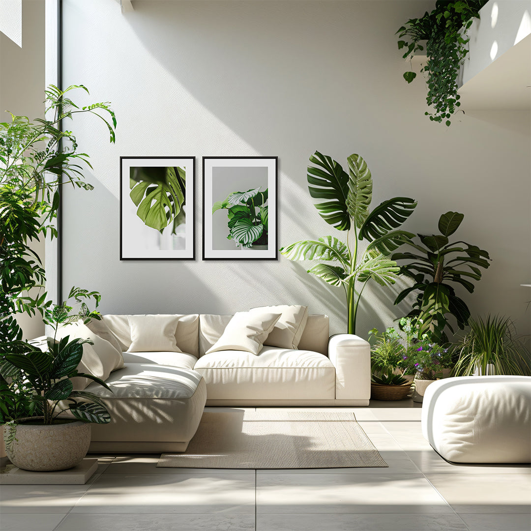 Quadro Vaso de Planta com Vidro Moldura 3D Preta - Médio 50x70cm