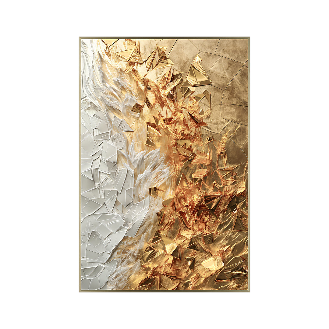Quadro 3D Dourado Tela Fosca Moldura Ouro Antigo - Grande 80x120cm