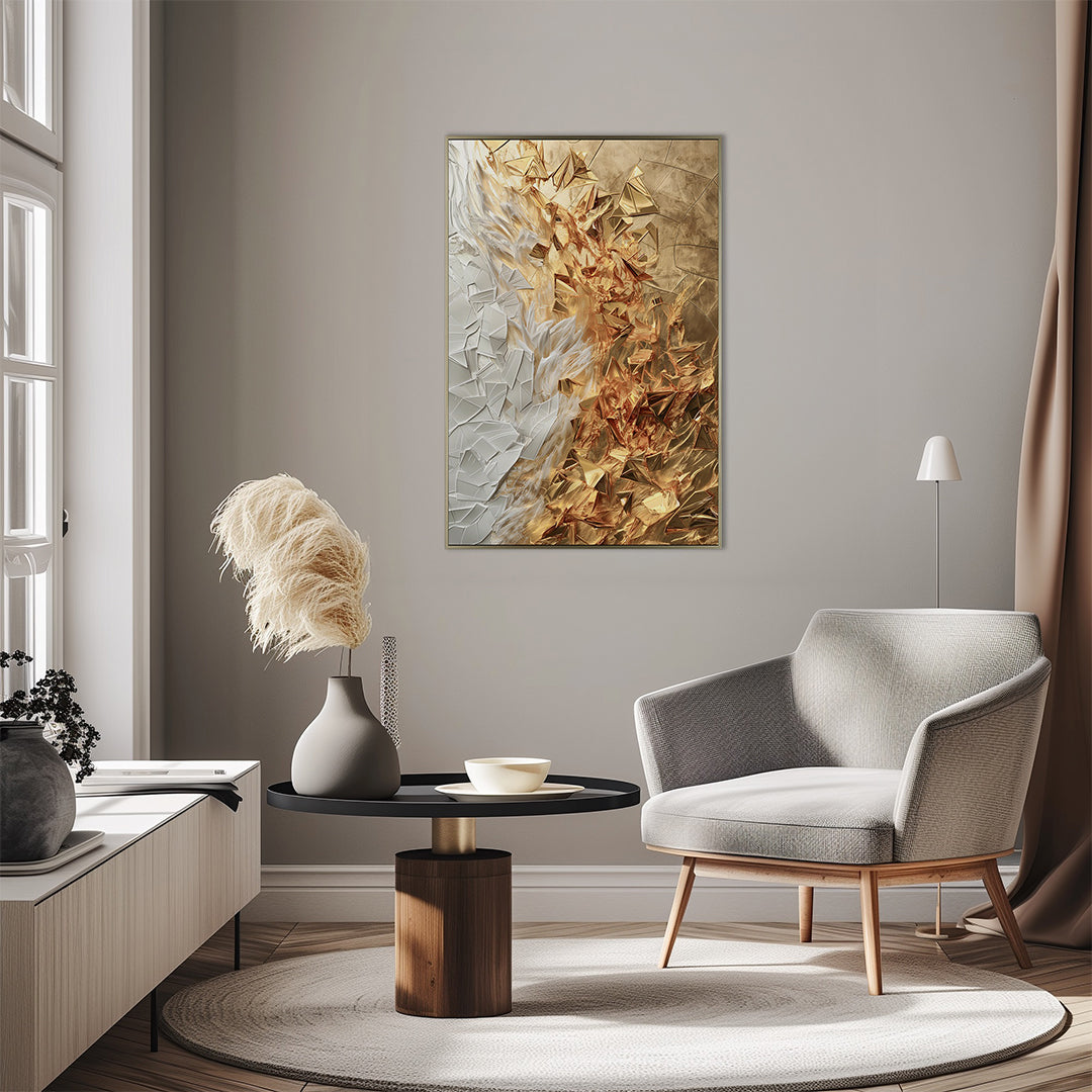 Quadro 3D Dourado Tela Fosca Moldura Ouro Antigo - Grande 80x120cm