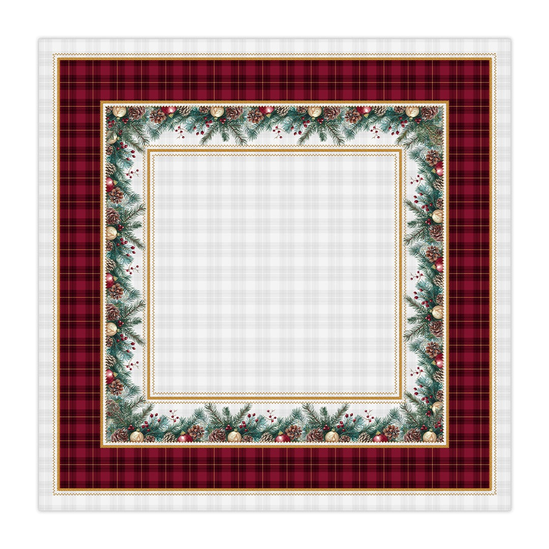 Toalha de Mesa Natalina Quadrada Xadrez Vermelha 4 Lugares 140x140