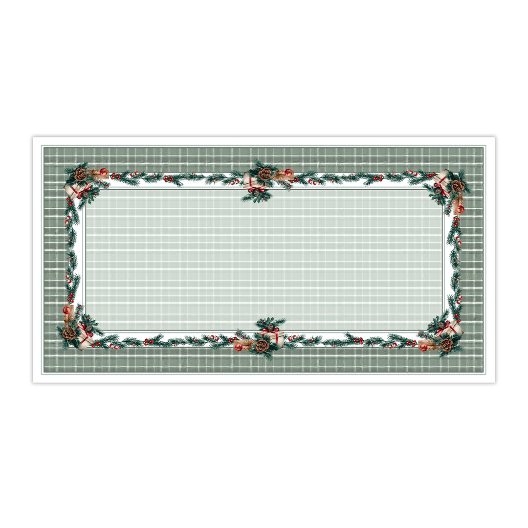 Toalha de Mesa Retangular Pinhas de Natal 8 Lugares 140x270