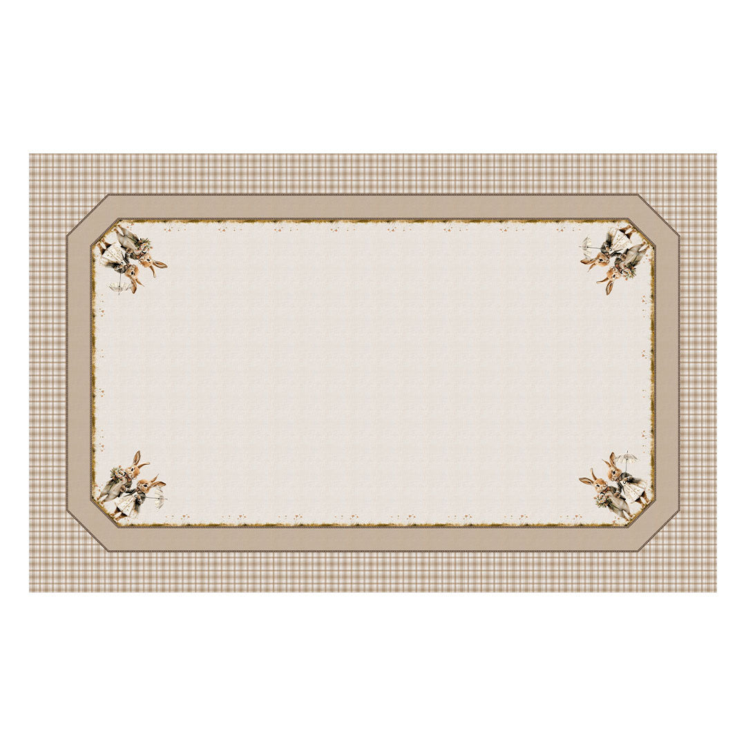 Toalha de Mesa Retangular Casal de Coelhos Páscoa 6 Lugares 140x220