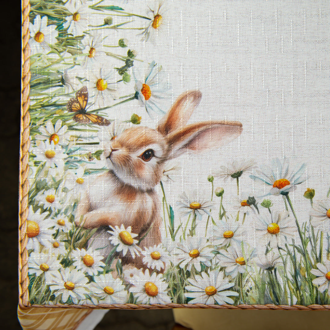 Toalha de Mesa Retangular Páscoa Coelhos no Jardim 8 Lugares 140x270