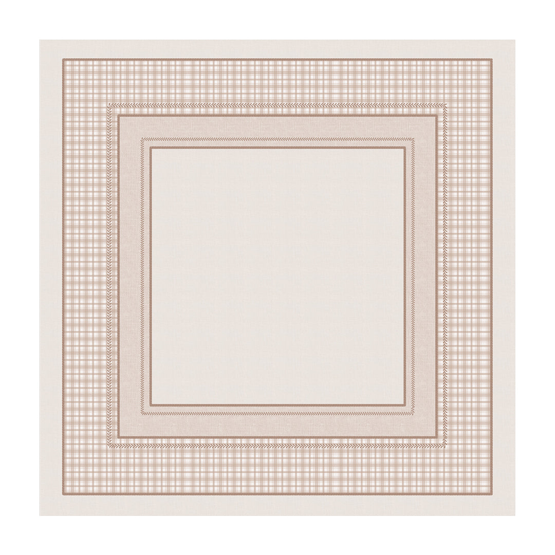 Toalha de Mesa Quadrada Xadrez Bege 4 Lugares 140x140