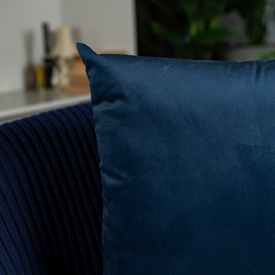 Capa Almofada Veludo Luxor Azul Denim Lisa 43x43cm