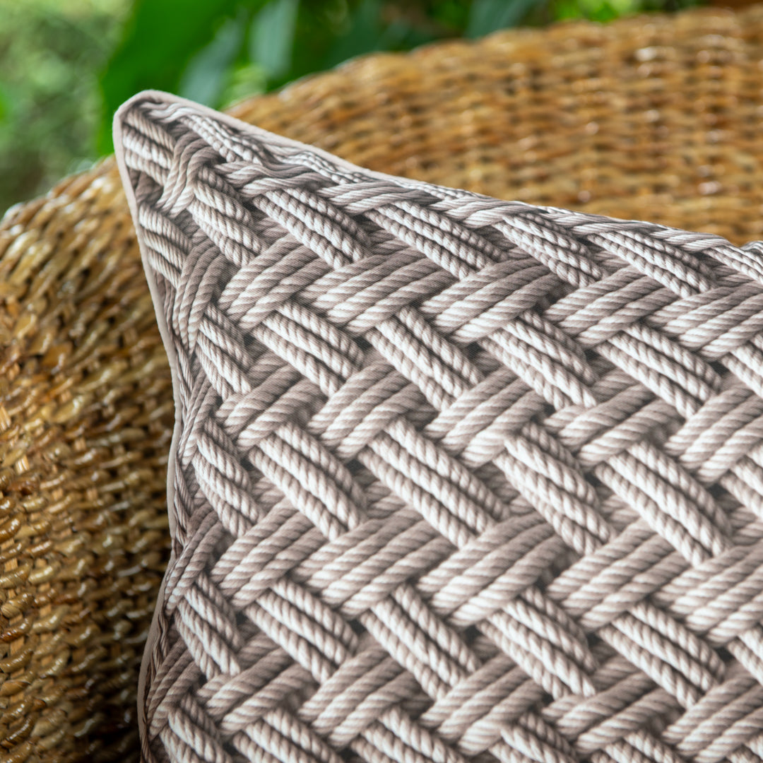 Capa Almofada Náutica Retangular Bege com Cordonê 35x55