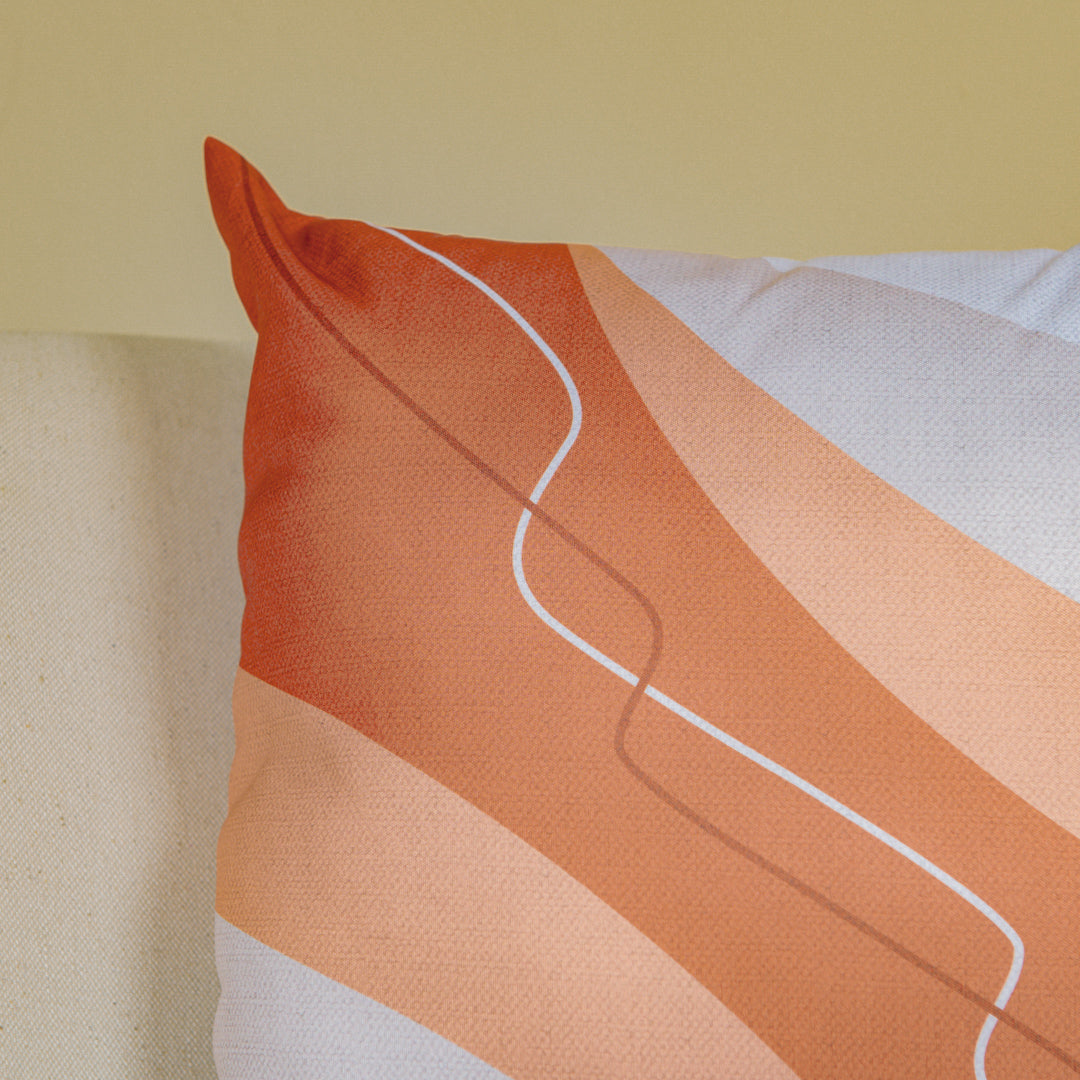 Capa Almofada Rústica Faixas Laranja Terracota Durand 43x43 cm