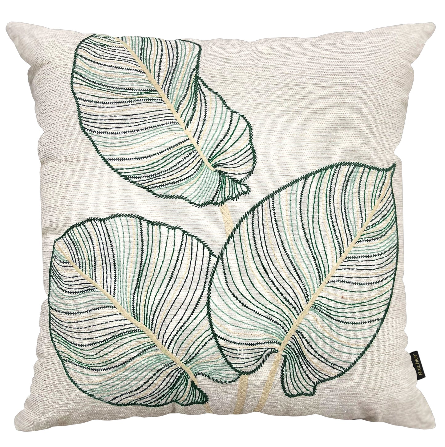 Capa Almofada cor Linho c/ Bordado de Folhas 50x50cm Concept