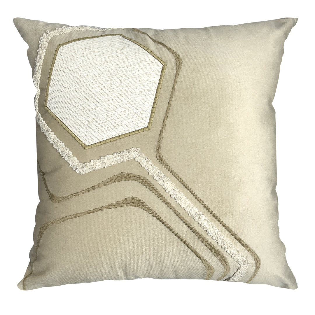 Capa Almofada Aveludada cor Linho Bordada 50x50cm Concept