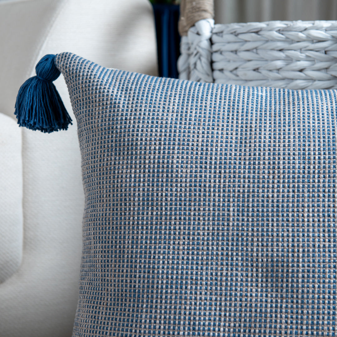 Capa Almofada Jacquard Azul c/ Tassel 50x50cm Concept