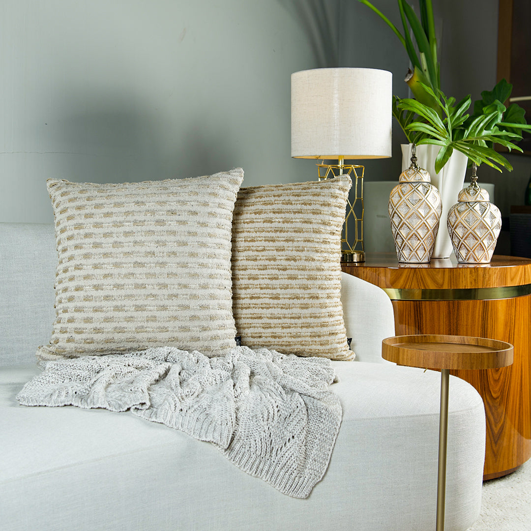 Capa Almofada Artesanal cor Kaki e Linho 50x50cm Concept