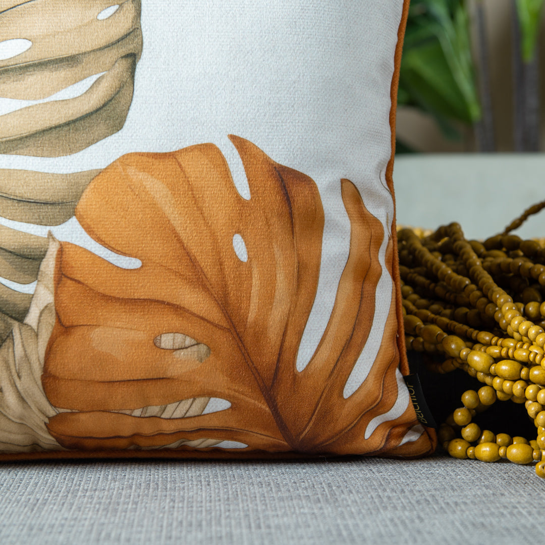 Capa Almofada Aveludada Branca c/ Cordonê Velveteen 43X43cm