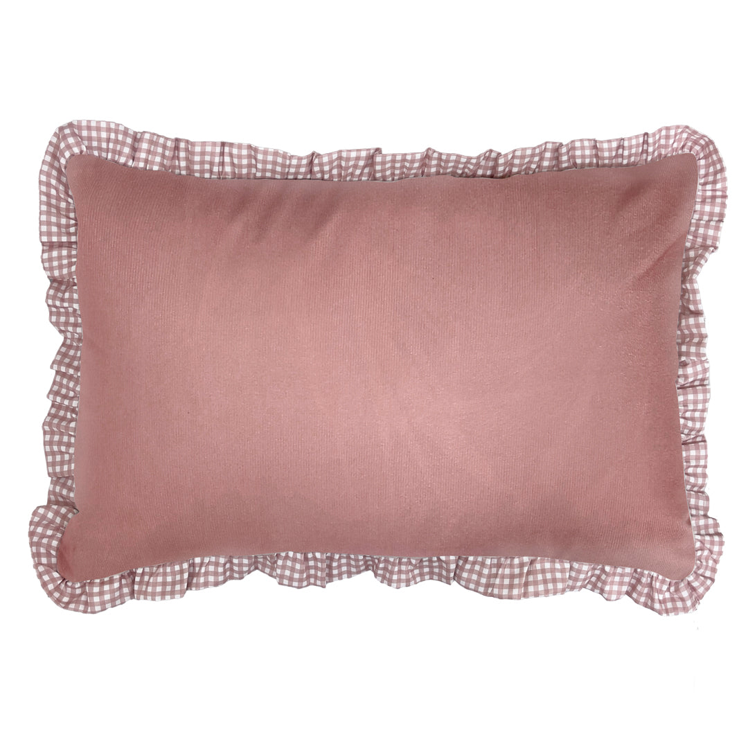 Kit 2 Capas Almofada Aveludada Coelhos Páscoa - com Babado e Cordonê