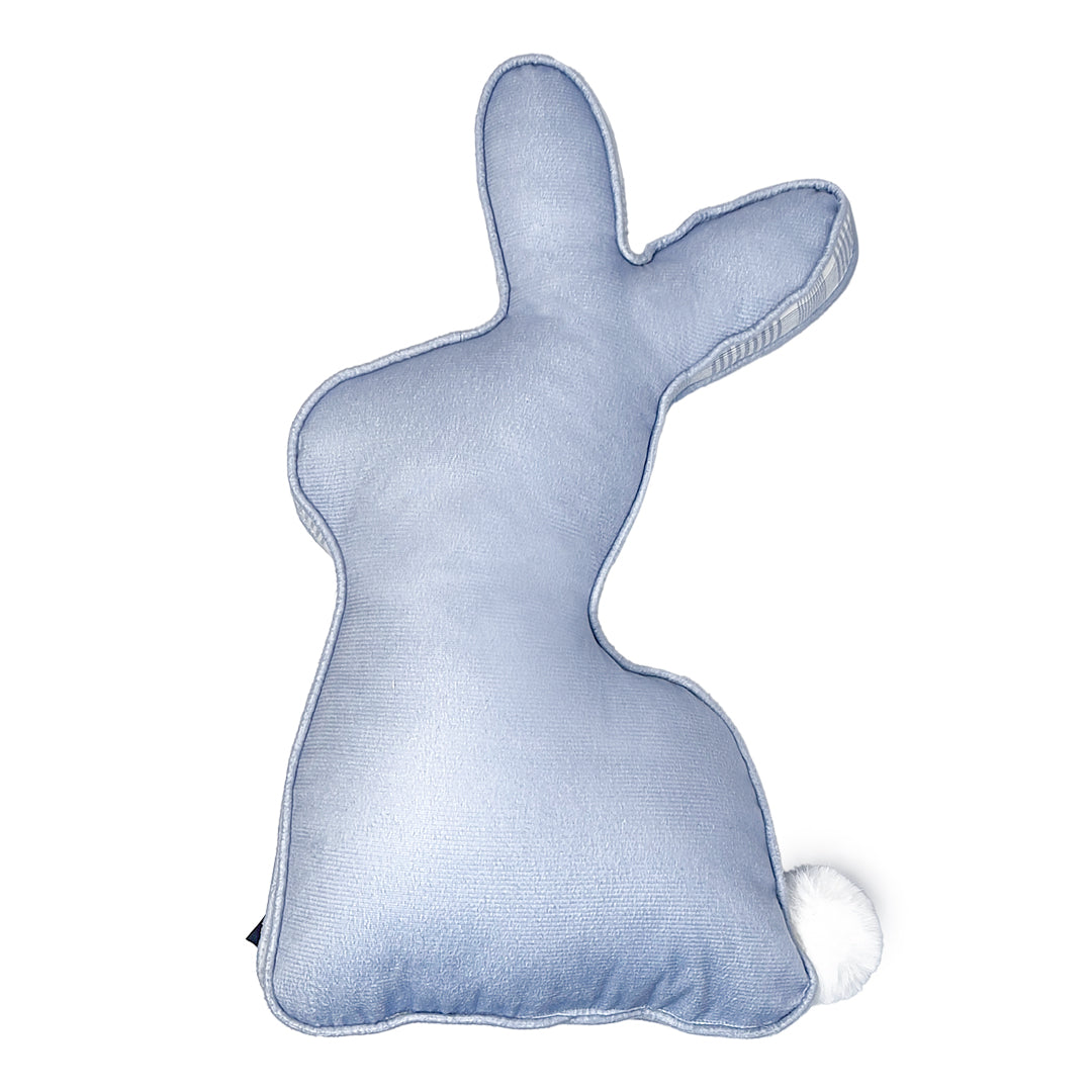 Almofada Coelho da Páscoa Azul com Cordonê / Bordado e Pompom 30x48cm