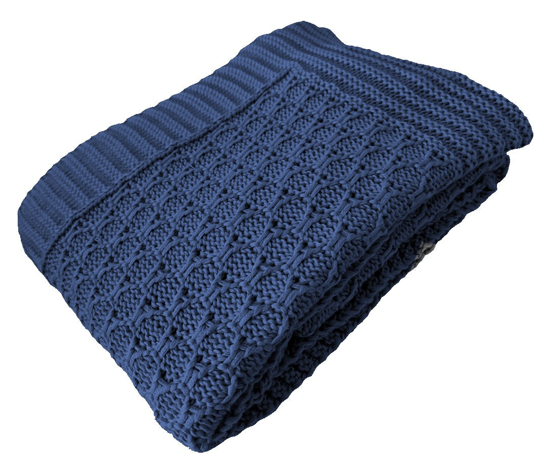 Manta Peseira de Tricot Azul jeans 90x180 cm - Colméia