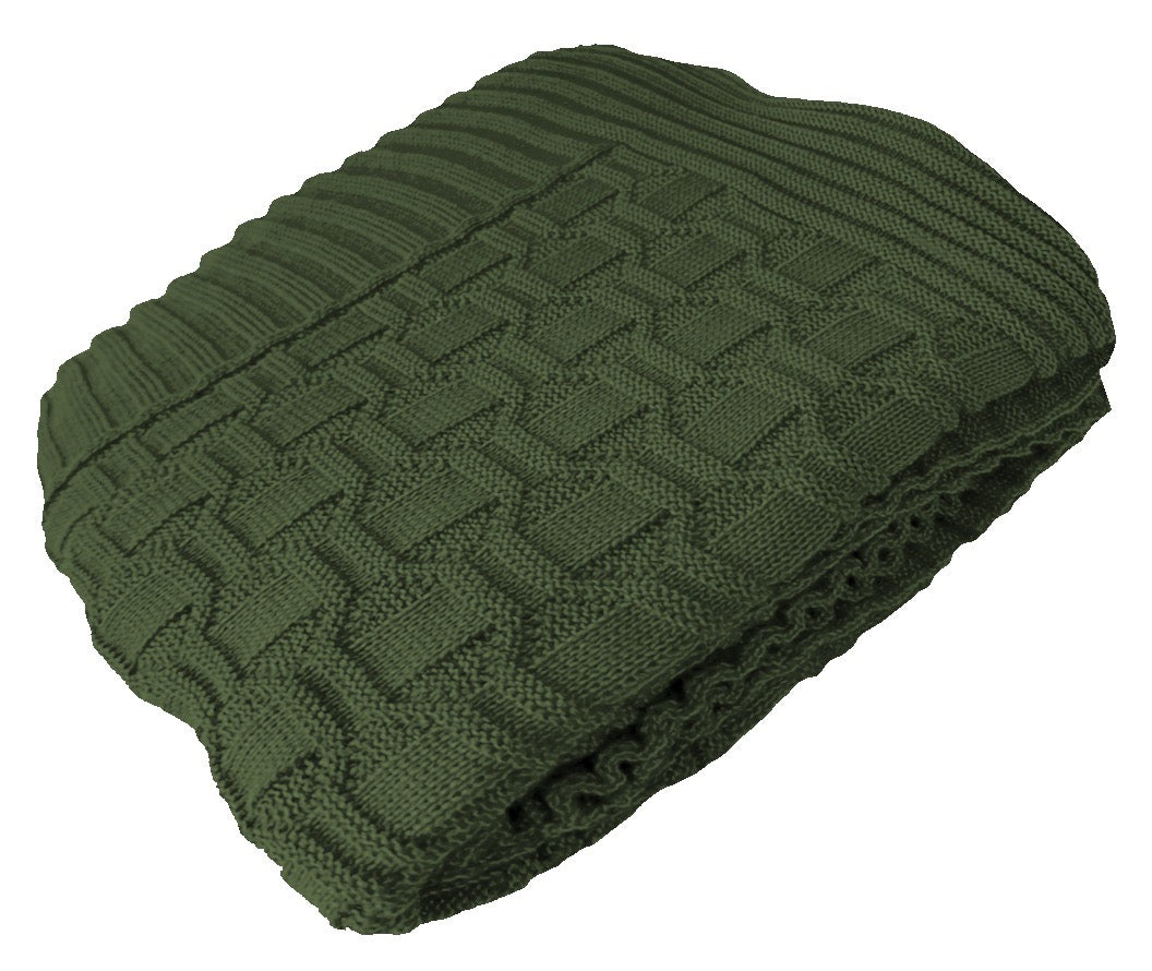 Manta Peseira de Tricot Verde Militar 90x180 cm - Diamond