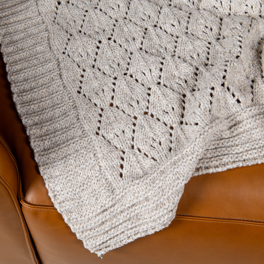 Manta Peseira de Tricot Linho Bege 90x180 cm - Pavone