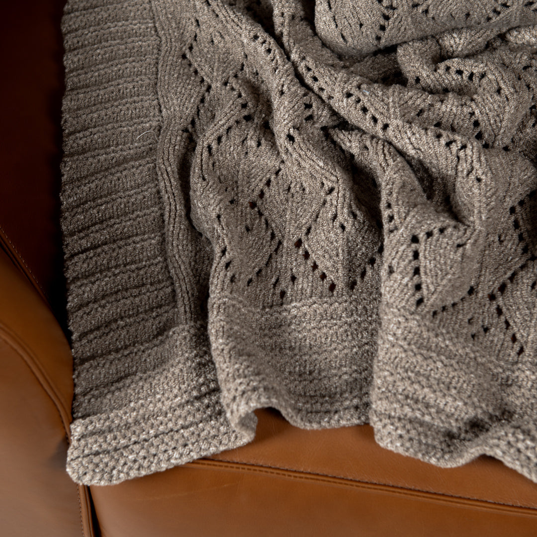 Manta Peseira de Tricot Fendi Bege 90x180 cm - Pavone