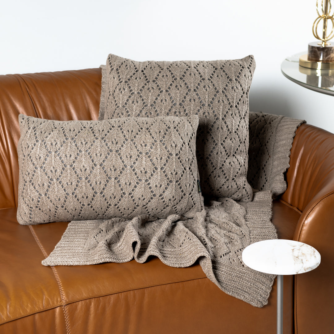 Manta Peseira de Tricot Fendi Bege 90x180 cm - Pavone