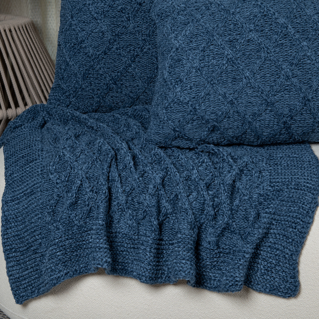 Manta Peseira de Tricot Azul Jeans 90x180 cm - Aran