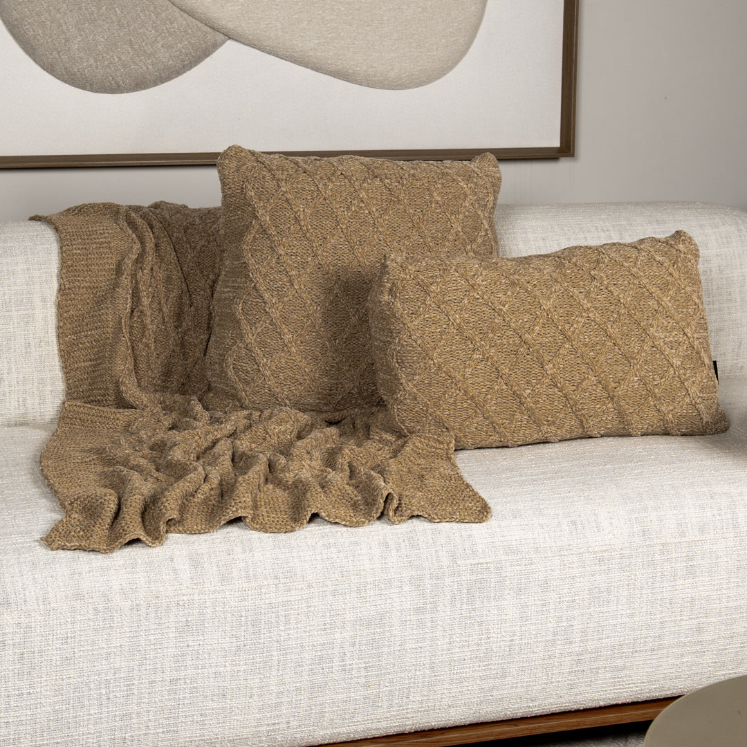 Manta Peseira de Tricot Bege Saara 90x180 cm - Aran