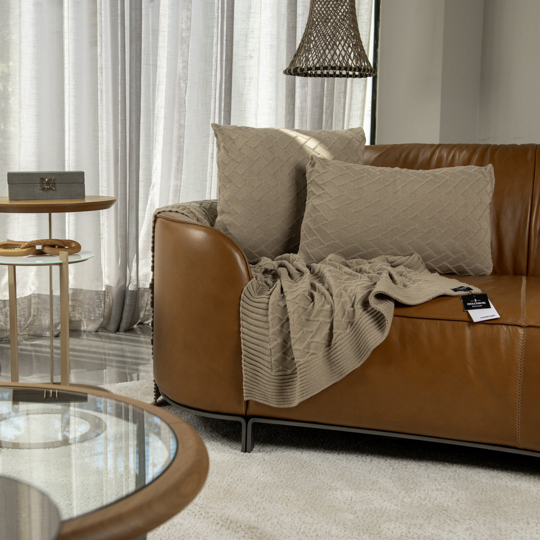 Manta Tricot Bege Castor 90x180 cm - Link