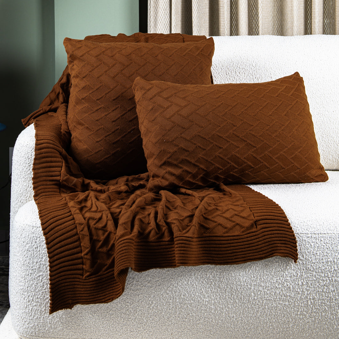 Manta Tricot Terracota 90x180 cm - Link