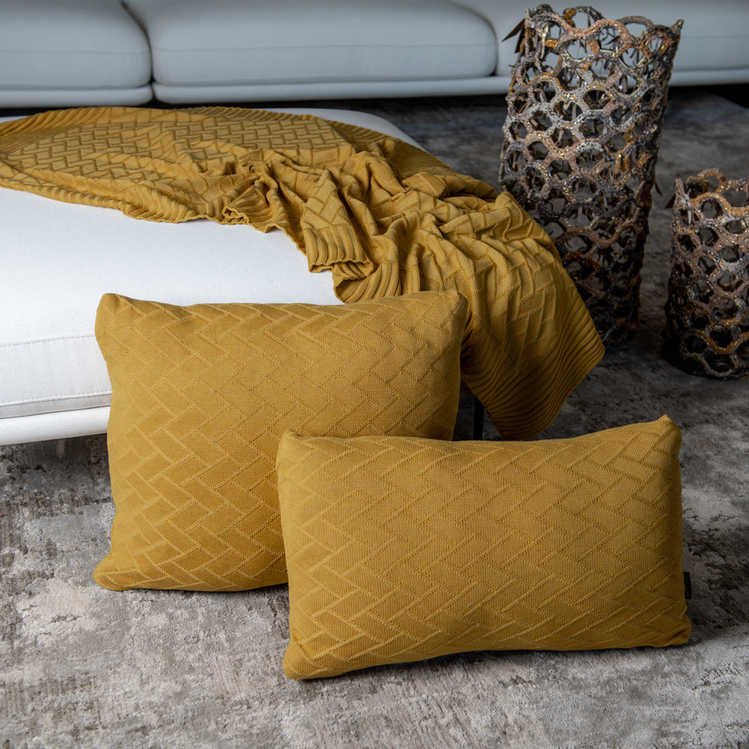 Manta Tricot Amarelo Mostarda 90x180 cm - Link