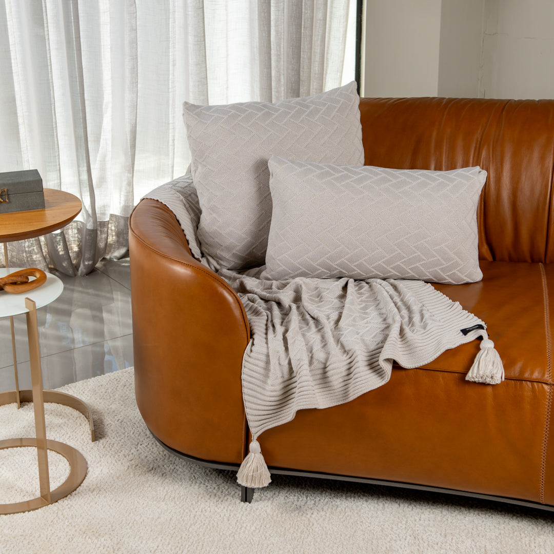 Manta Tricot Natural 90x180 cm com Tassel - Link