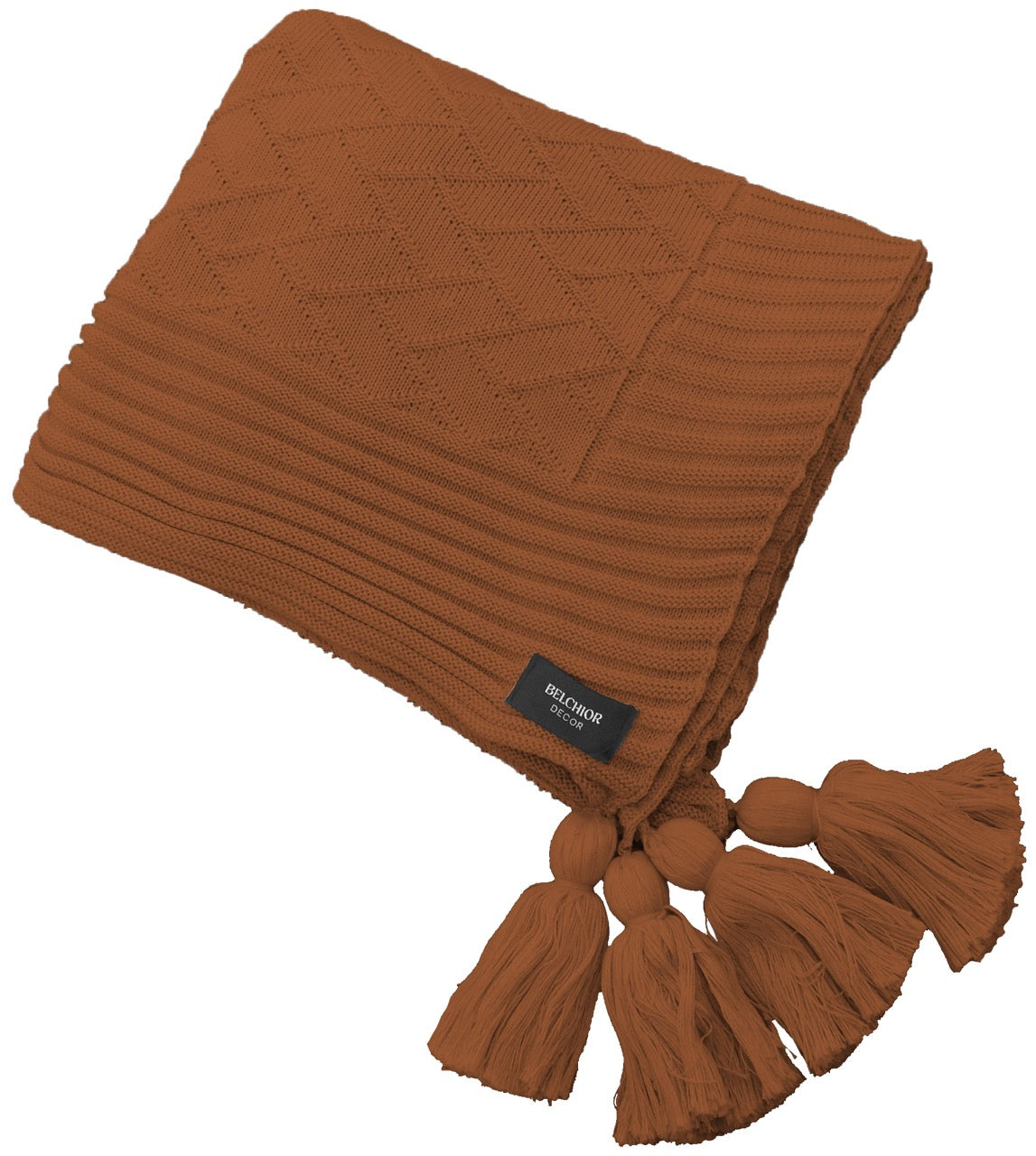 Manta Peseira de Tricot Terracota 90x180 cm com Tassel - Link