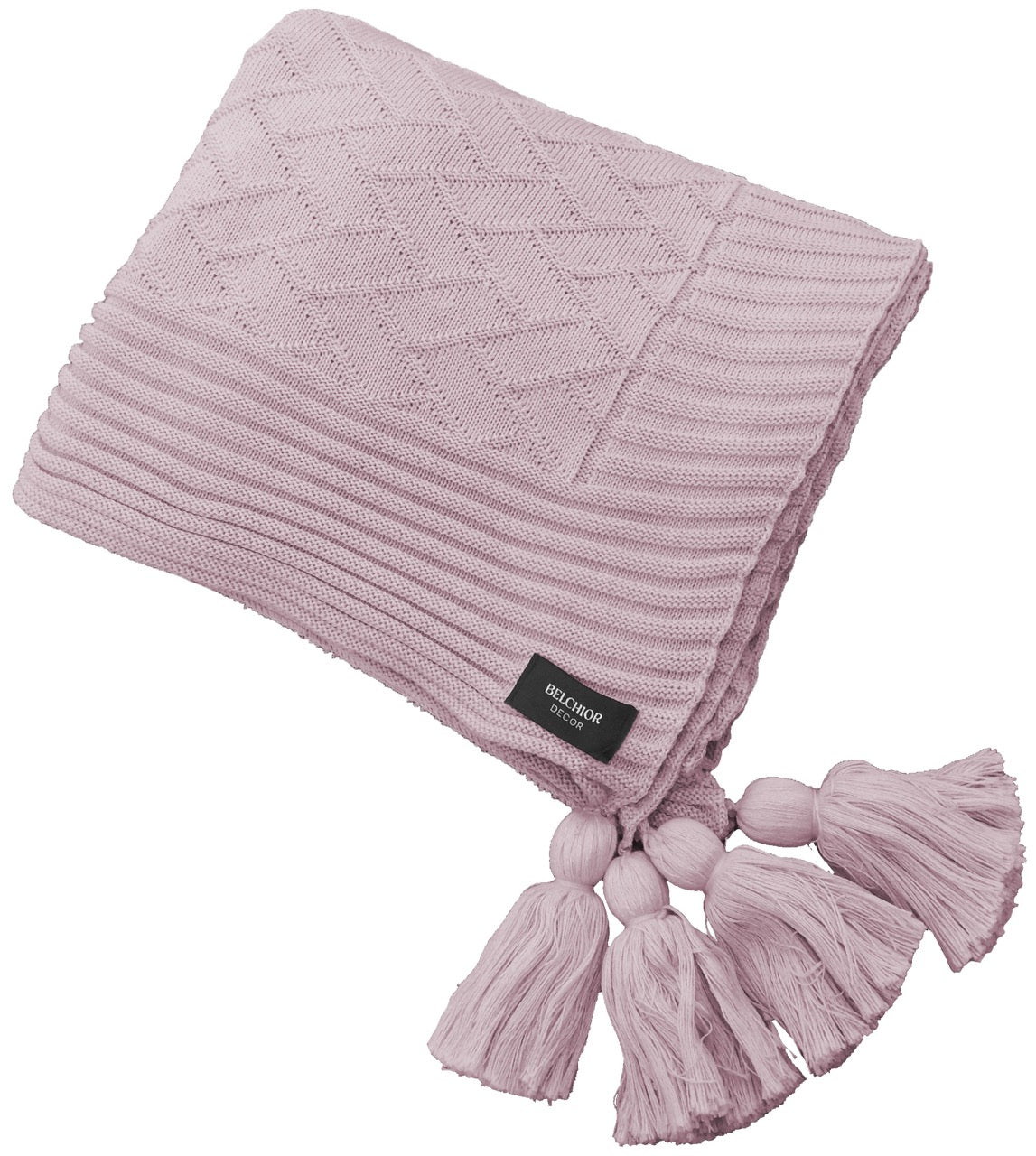 Manta Tricot Rosê 90x180 cm com Tassel - Link