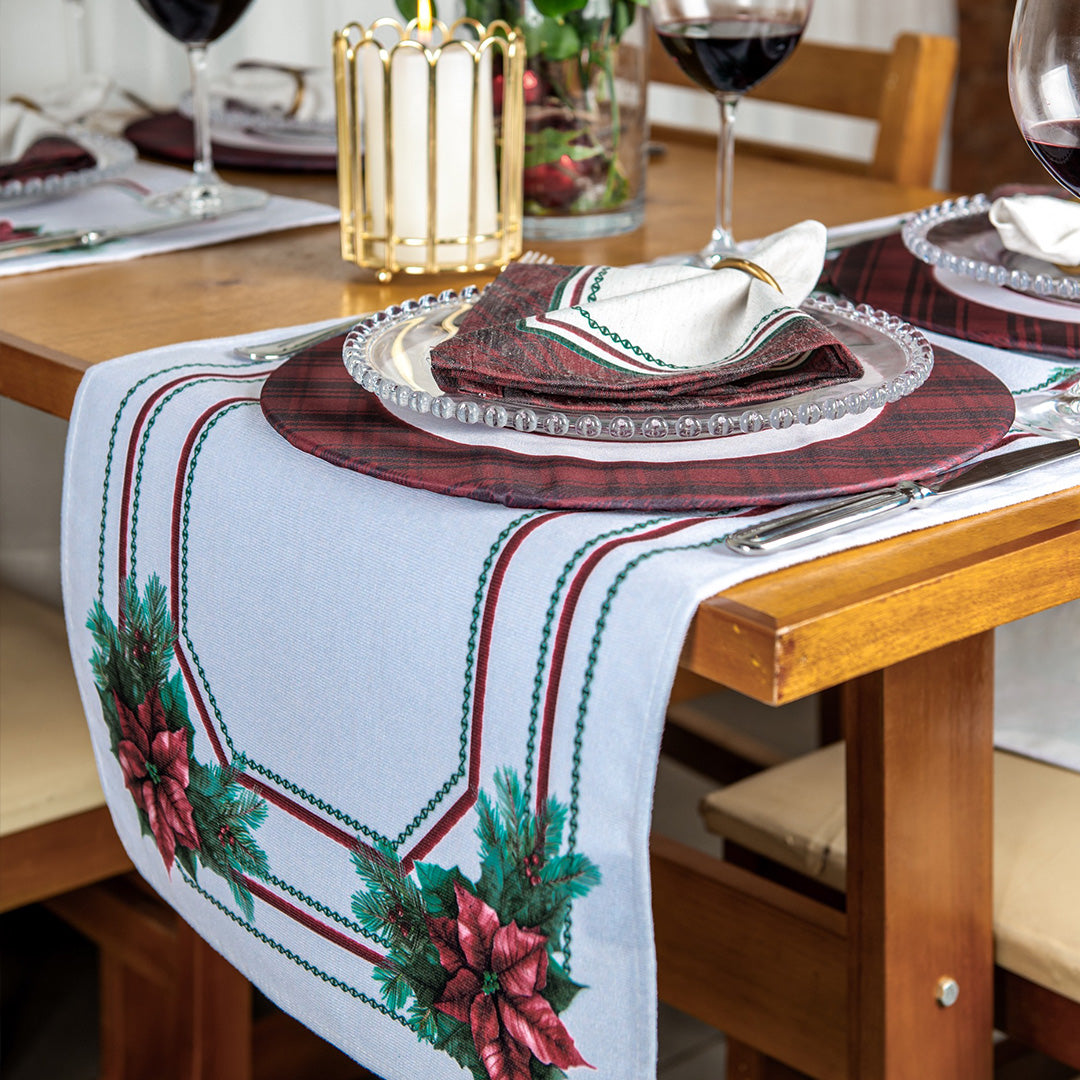 Caminho de Mesa Flor de Natal c/ Hidrorrepelência 42x141cm