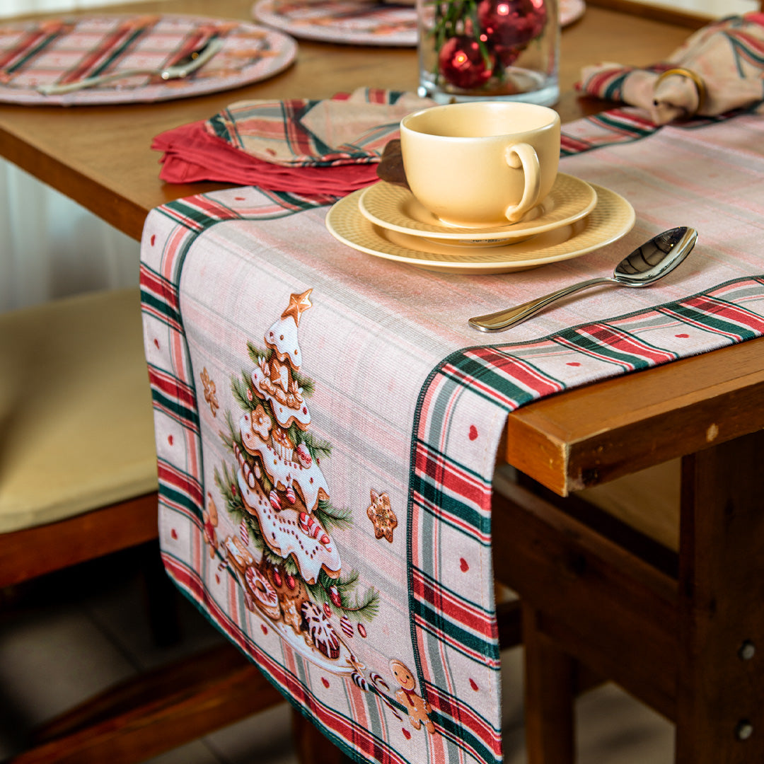 Caminho de Mesa Biscoitos Natalinos c/ Hidrorrepelência 42x141cm