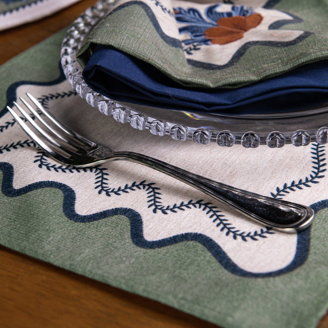 Kit 2 Jogo Americano Florence Verde c/ Hidrorrepelência 48x31