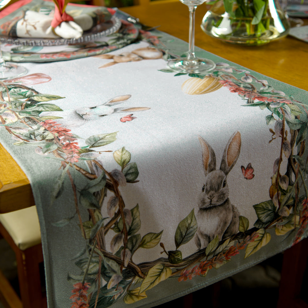 Caminho de Mesa Coelhos o Ovos de Páscoa 43x141cm