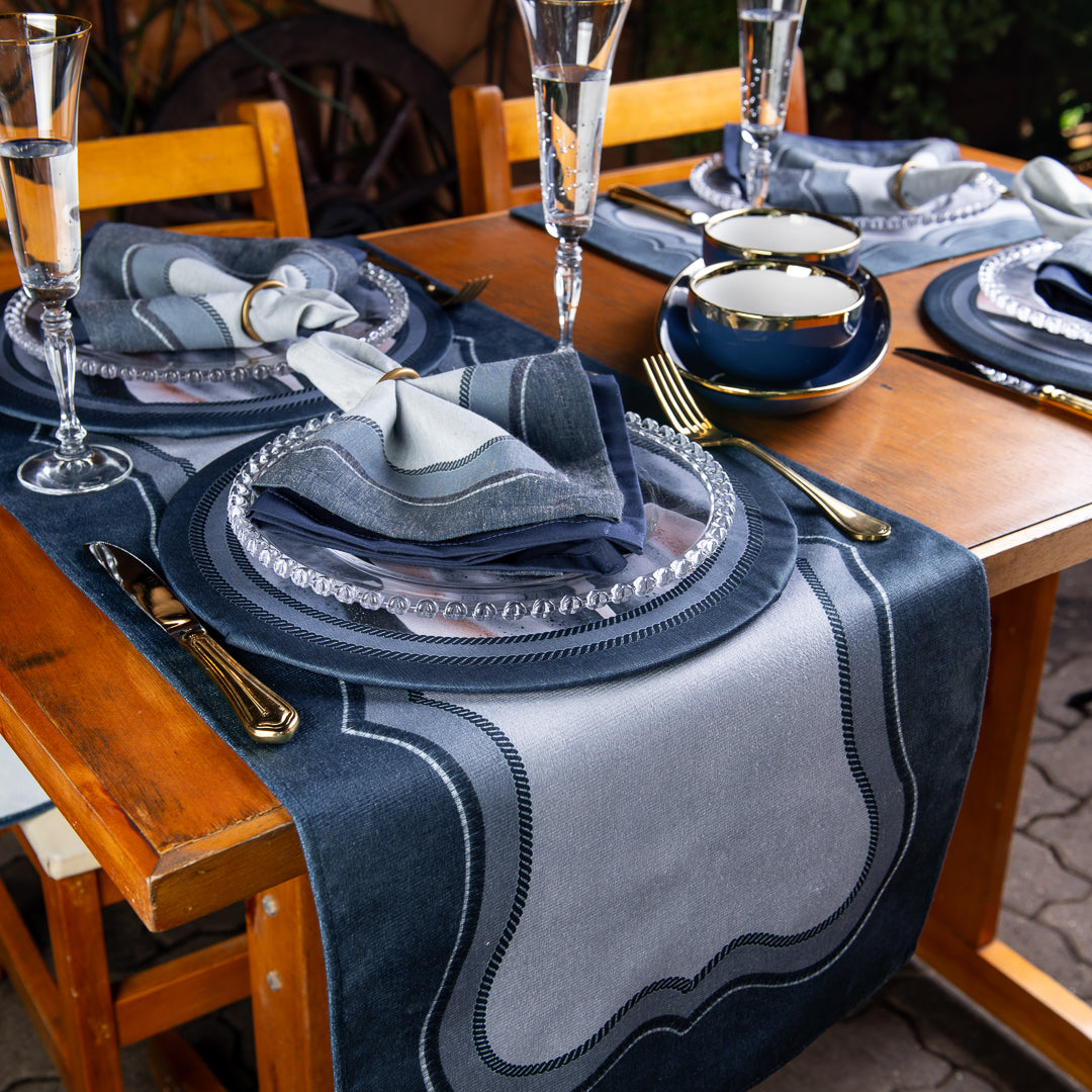 Caminho de Mesa Blue Waves c/ Hidrorrepelência 43x141cm