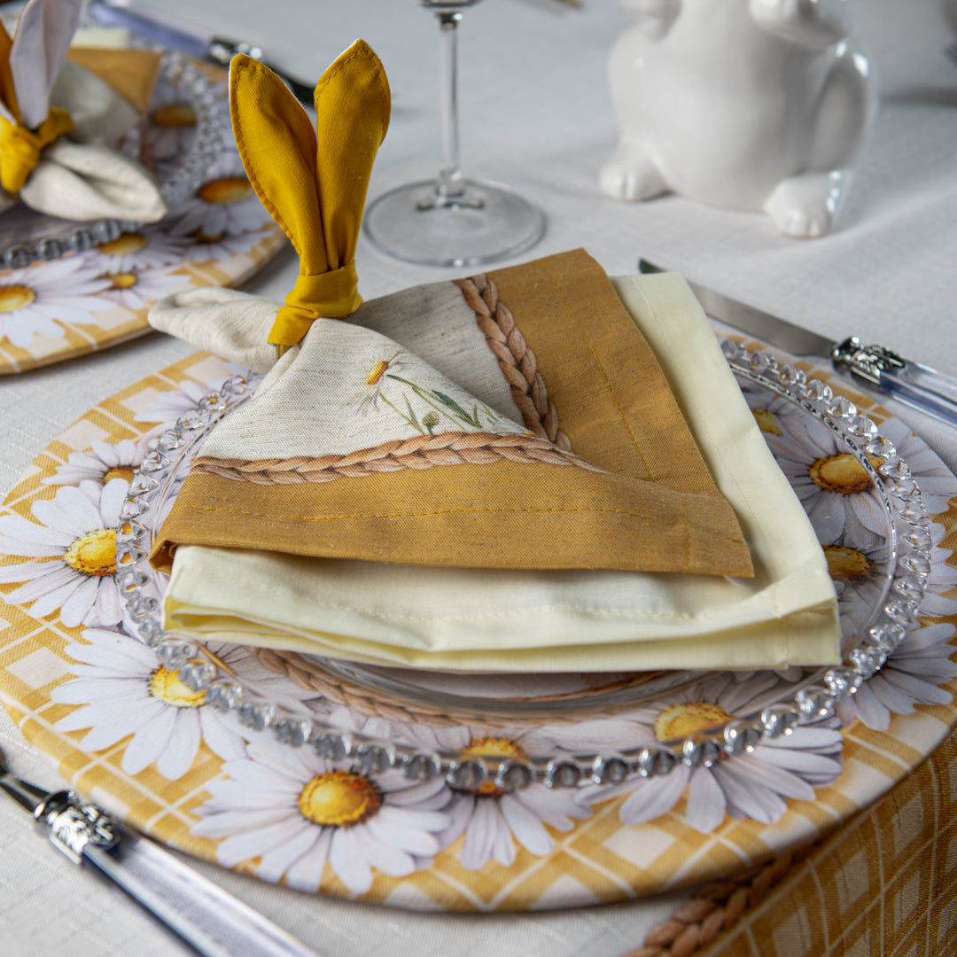 Kit 2 Guardanapos Linho Mostarda Páscoa 40x40cm