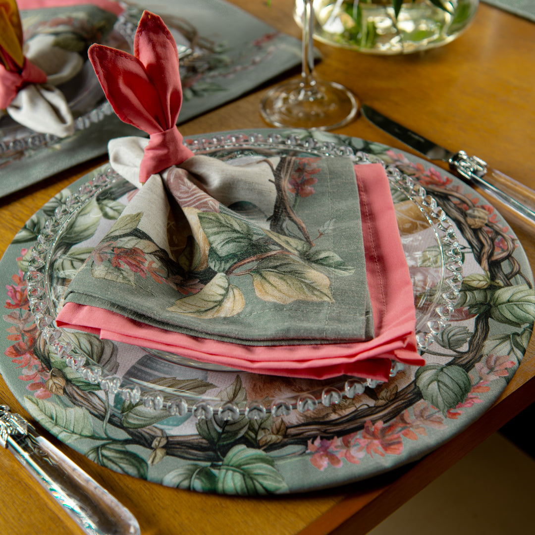 Kit 2 Guardanapos Linho Verde Ovos de Páscoa 40x40cm