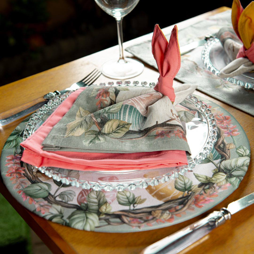 Kit 2 Guardanapos Linho Verde Ovos de Páscoa 40x40cm