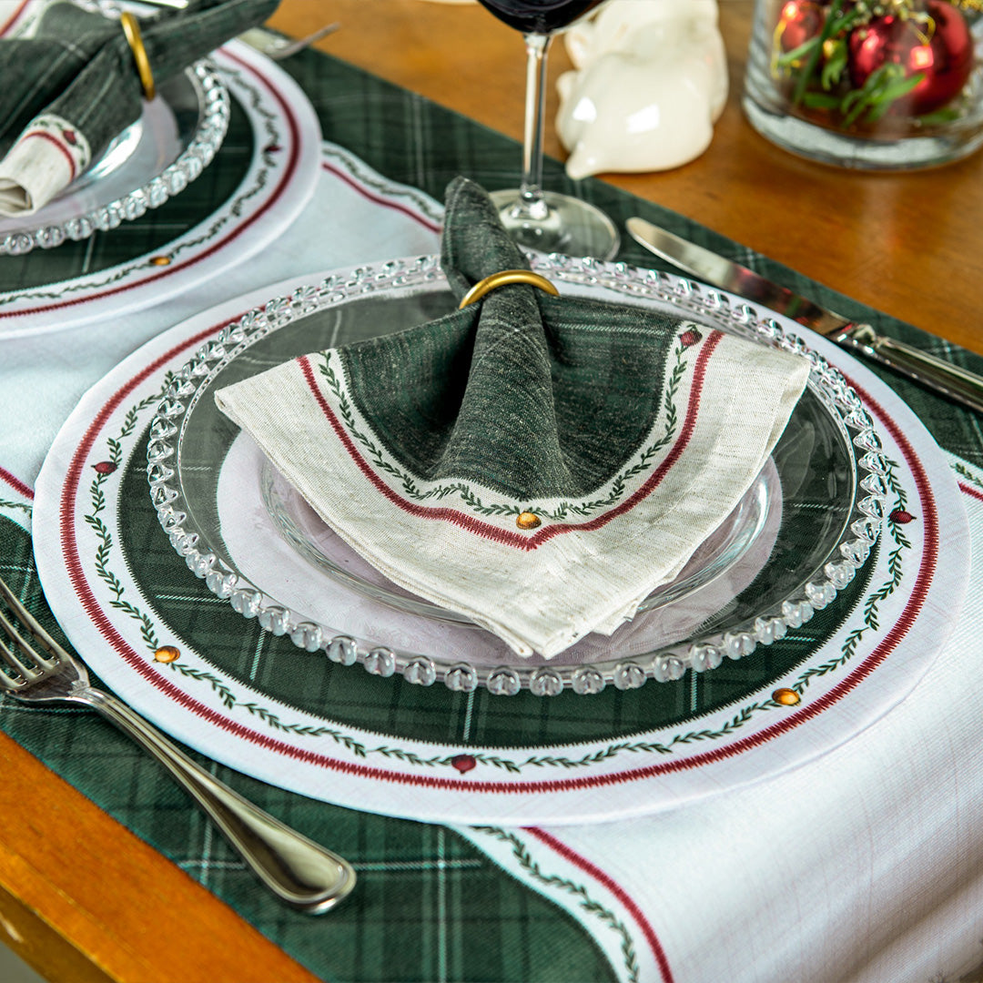 Kit 2 Guardanapos Linho Árvore de Natal 40x40cm