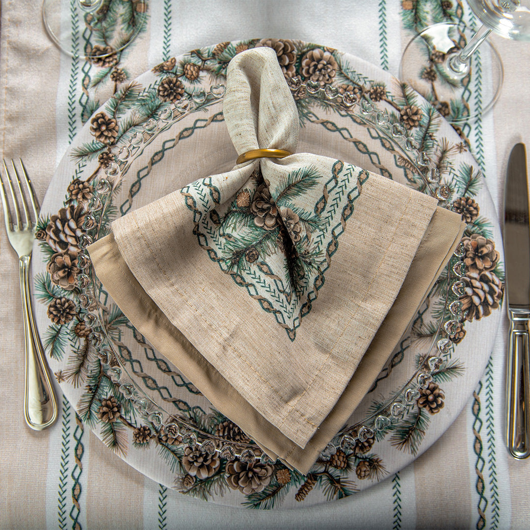 Kit 2 Guardanapos Linho Pinhas Natalinas 40x40cm