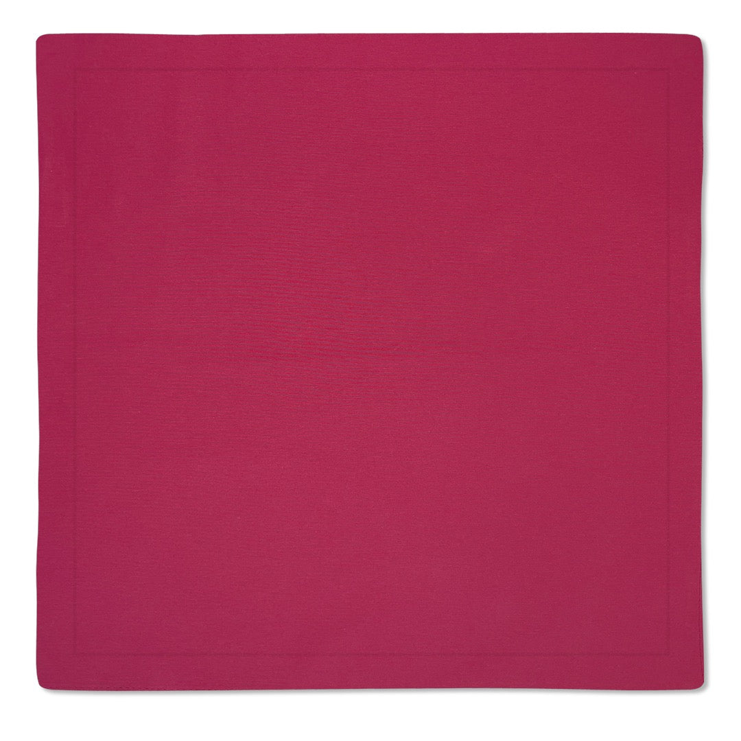 Kit 2 Guardanapos Tricoline Liso Rosa Fucsia 43x43 + 2 Argolas