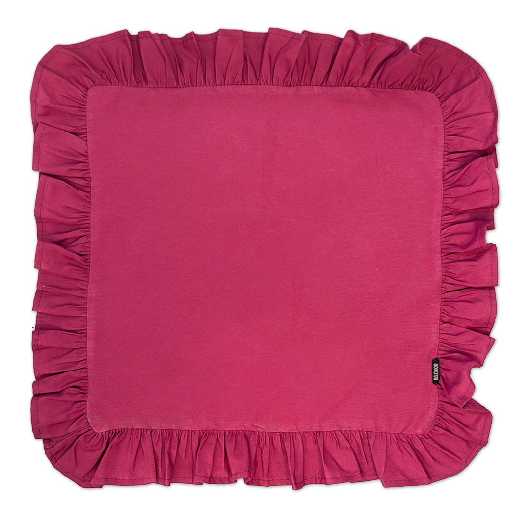 Kit 2 Guardanapos Liso Rosa Fucsia com Babado 43x43 + 2 Argolas