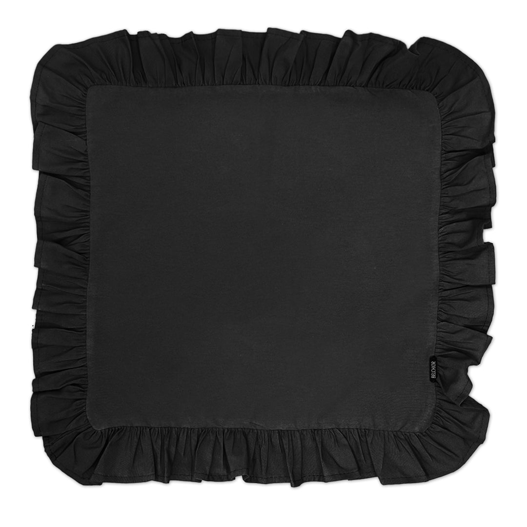 Kit 2 Guardanapos Liso Preto com Babado 43x43 + 2 Argolas