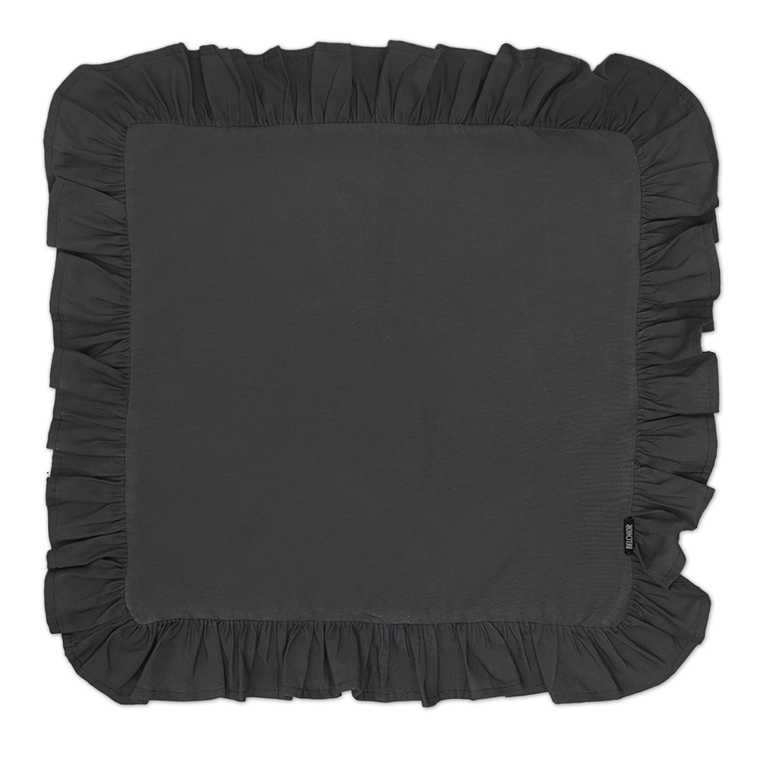 Kit 2 Guardanapos Liso Preto com Babado 43x43 + 2 Argolas