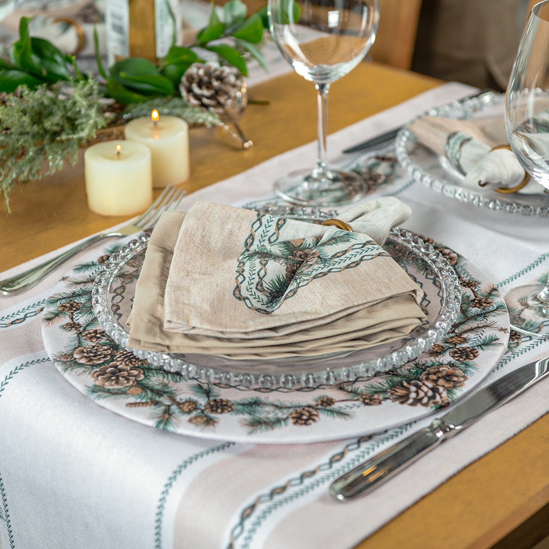 Kit 2 Capas para Sousplat Pinhas Natalinas 35x35cm