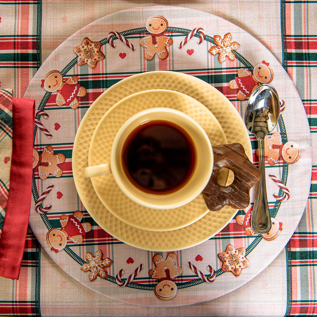 Kit 2 Capas para Sousplat Biscoito de Gengibre Natalino 35x35cm