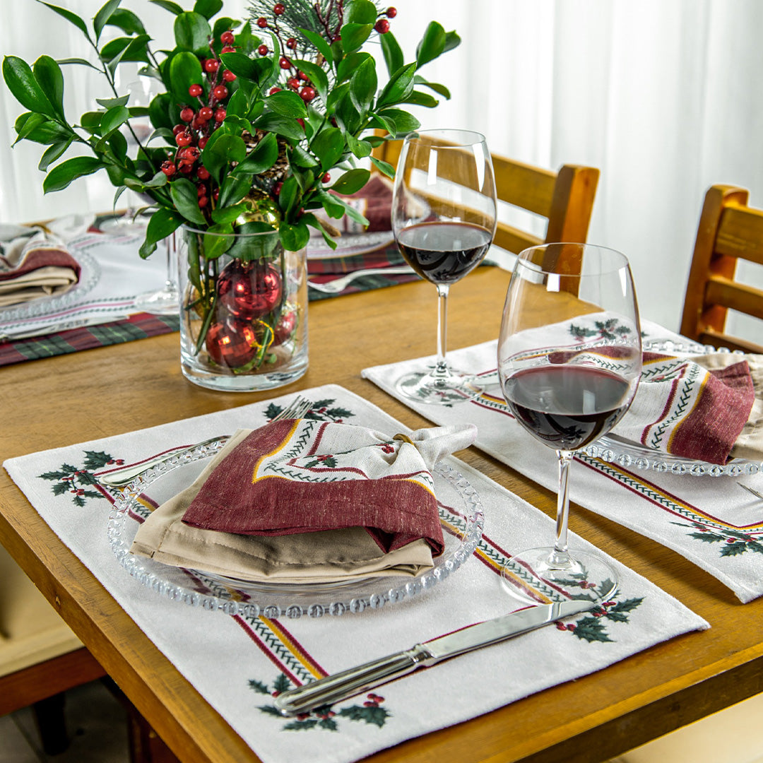 Kit 2 Jogo Americano Clássico Natal c/ Hidrorrepelência 48x31cm