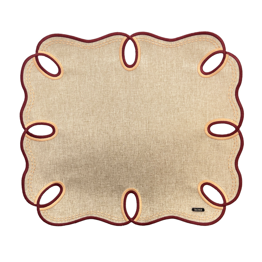 Lugar Americano Bordado Bordô 44x38 - Concept Ondina Impermeável