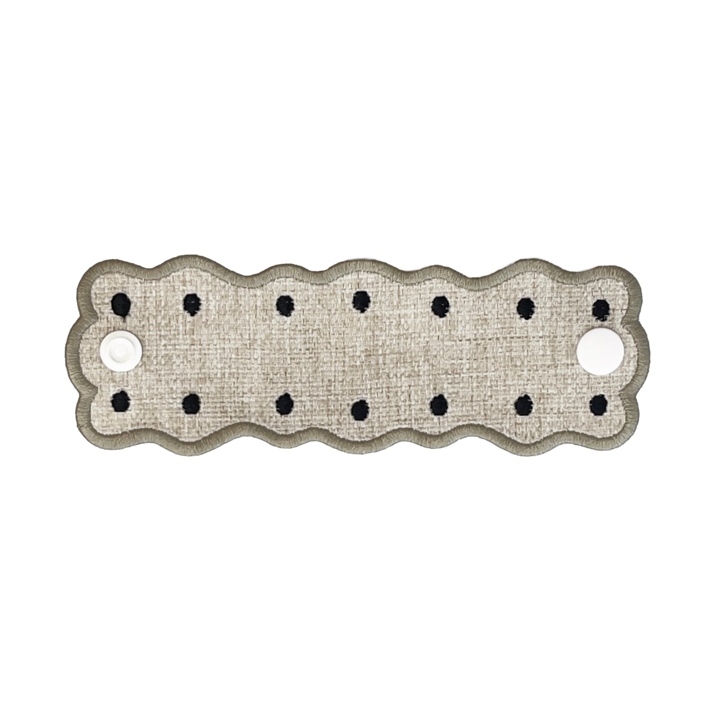 Kit 2 Porta Guardanapo Bordado Naia Poá Preto 4,8cm x 14,5cm